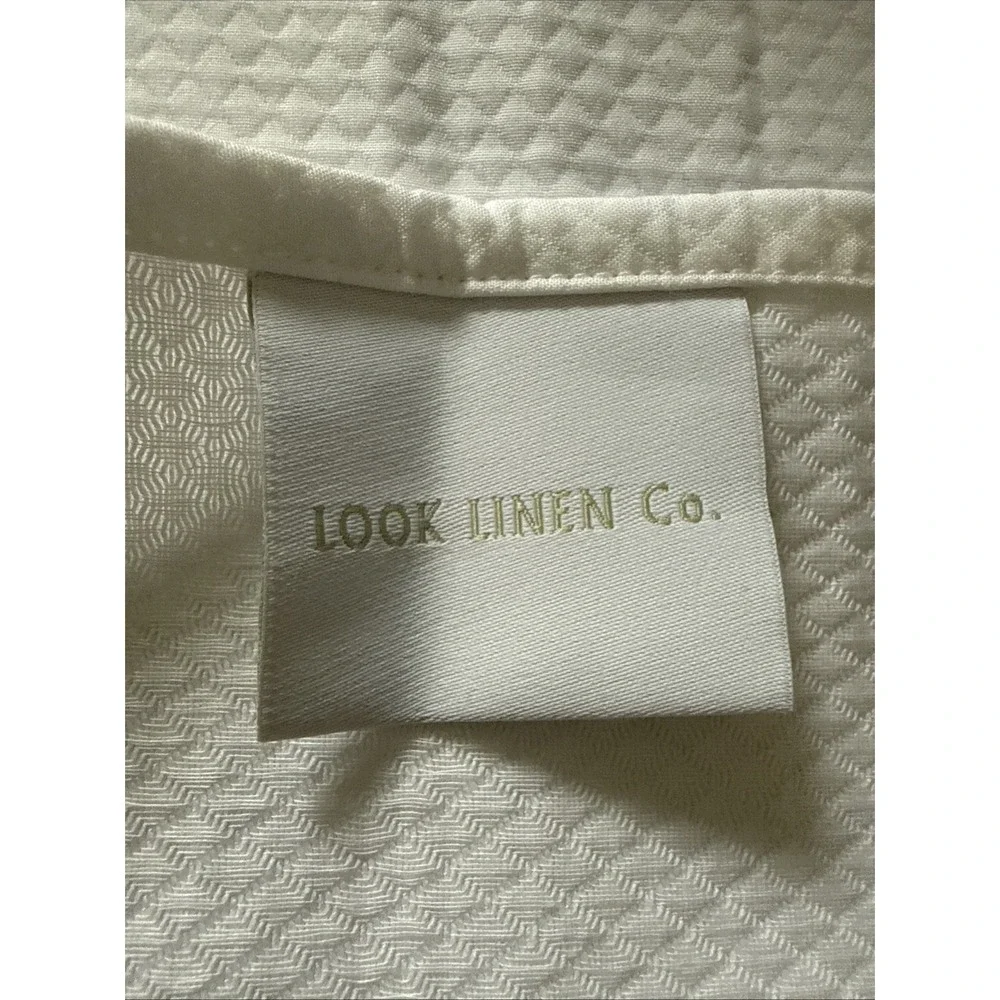 Look Linen‎ Co Twin Banded Duvet Cover White Blue Trim Cotton Portugal Luxury